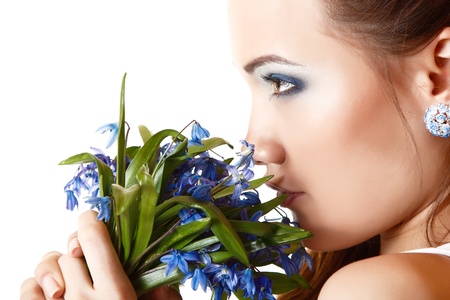 Lady with Blue Flowers