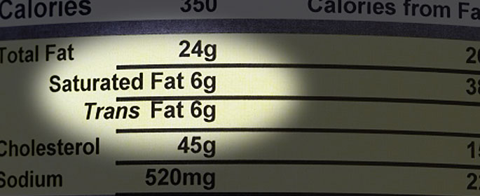 product nutrition fatcs label