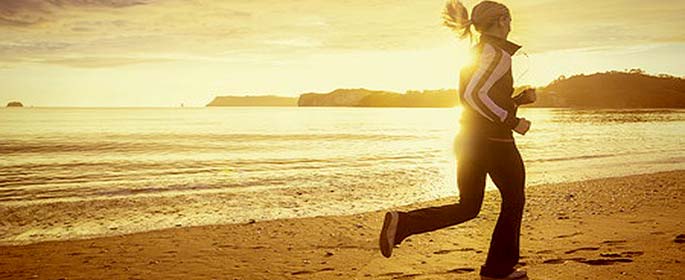 a woman jogging in the morning