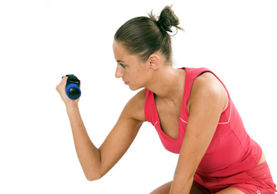 Woman lifting dumbells