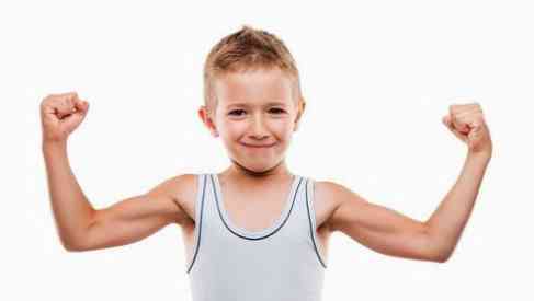 boy flexing muscle doing cardio exercise