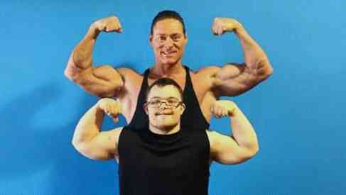 bodybuilders flexing muscle
