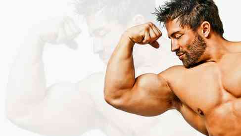 man flexing muscle