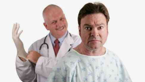 man with colorectal cancer undergoing colonoscopy