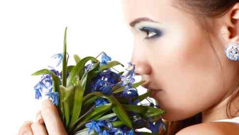 Lady with Blue Flowers