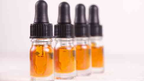 CBD bottles lined up